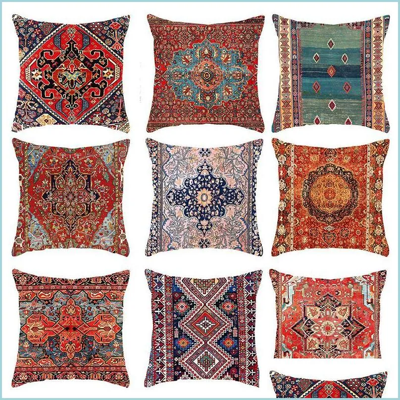 Pillow Case Pillow Case Christmas Throw Pillowcase Er Persian Style Linen Cases Mticolor Cushion For Sofa Bedroom Home El Decor Drop Dhxuy