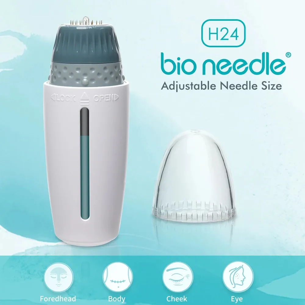 Microneedle Derma Stamp H24 Titanium Aiguille Micro Derma Hydra réglable 10 ml Solution pour l'élimination des rides Taille de rajeunissement de la peau de 0,25 mm à 1,5 mm