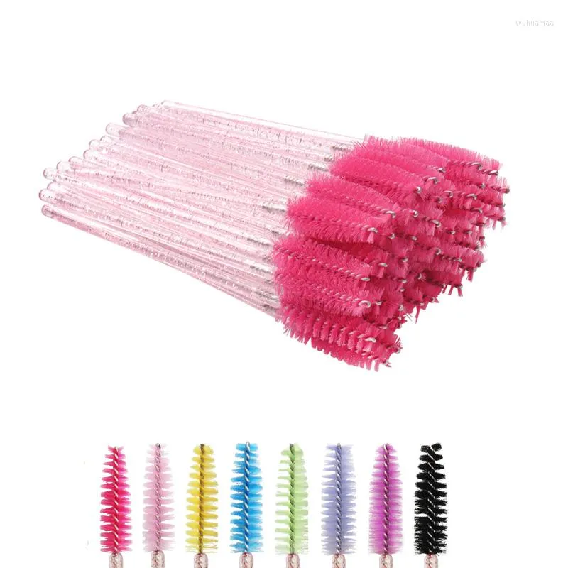 Makeup Brushes 50 Pcs/Pack Disposable Crystal Eyelash Brush Diamond Handle Mascara Wands Extension Tool