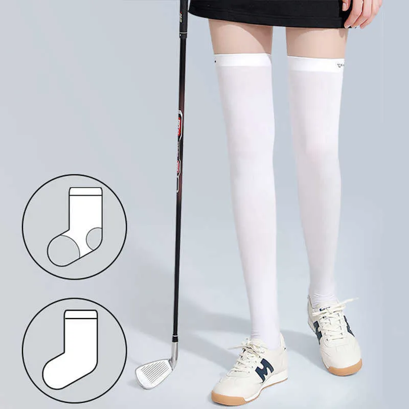Spor çorapları kadın golf çorapları yaz buz ipek güneş koruyucu yüksek kayma anti-kayma tenis bisiklet soba borusu l221026