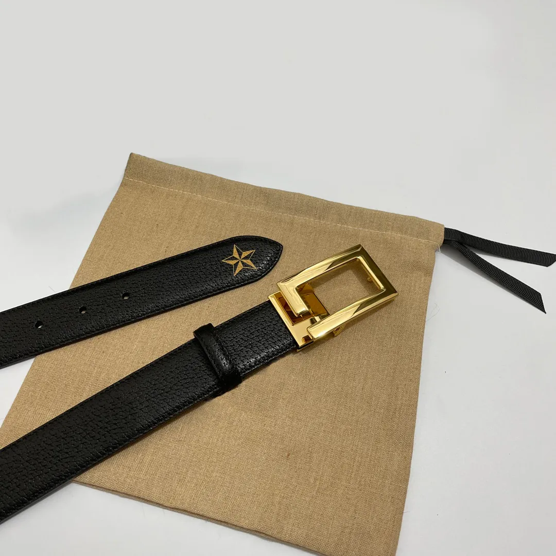 Boucle dorée ceinture en cuir noir étoiles imprimé Gentleman ceintures réversible hommes décontracté jean robe ceinture cadeau sangle réglable