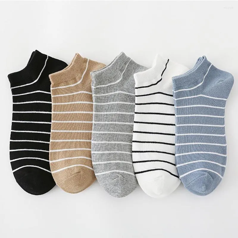 Men's Socks 10 Pairs/Lot Men's Cotton Striped Style Short Ankle Fashion Multi-Colors Daily Men Boys Casual Boat