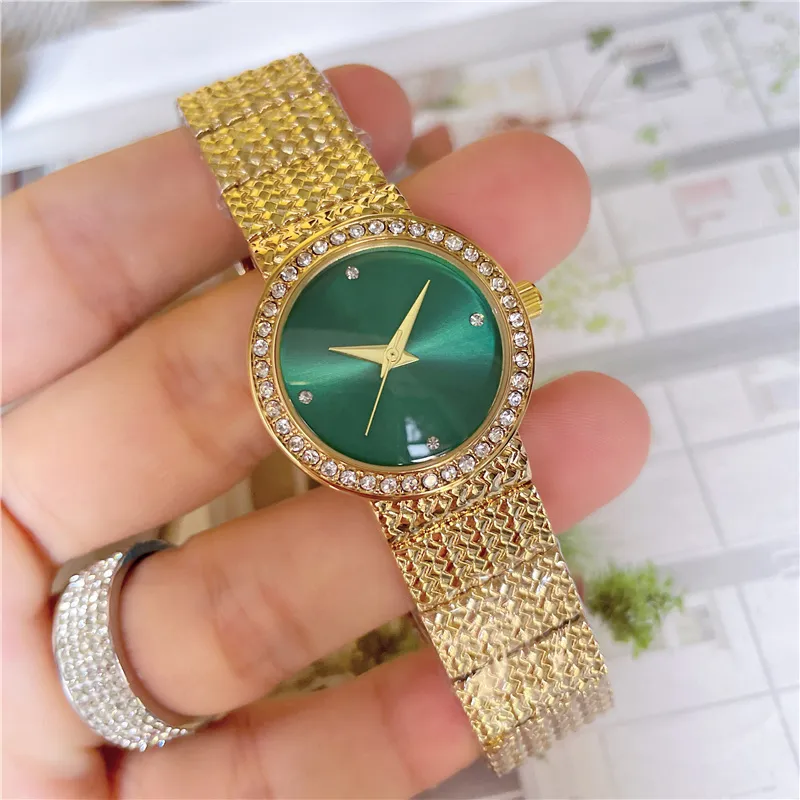 Fashion Full Brand Wrist Watches Women Ladies Girl Crystal Style Luxury Metal Steel Band Quartz Clock Di 44