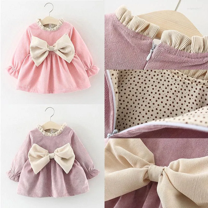 女の子のドレスPudcoco Dress 3m-3y Born KidsBaby Winter Warm Clotes Bowknot Princess Party