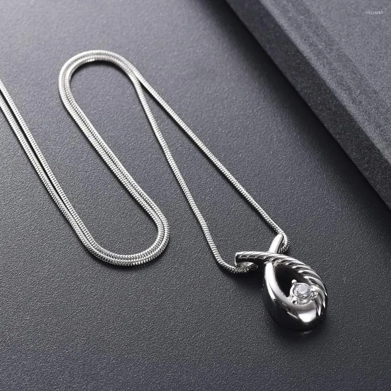Kedjor ijd11529 rostfritt stål inlay crystal band kremation halsband för aska urn minnessen hänge souvenirer smycken