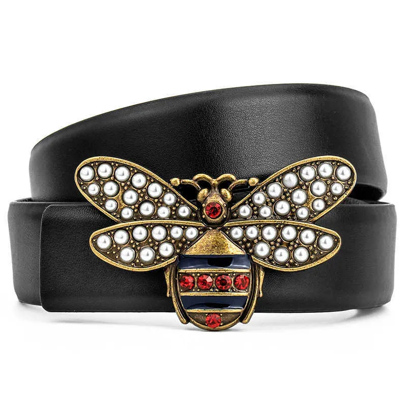 Ceinture décorative pour hommes et femmes Designer Inch 3 Red Diamond Bee Business Leisure Ceintures