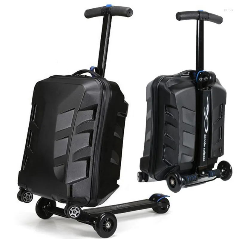 Suitcases 21" Inch Carry On Luggage Trolley Kids Sit Scooter Travel Suitcase Lazy Case