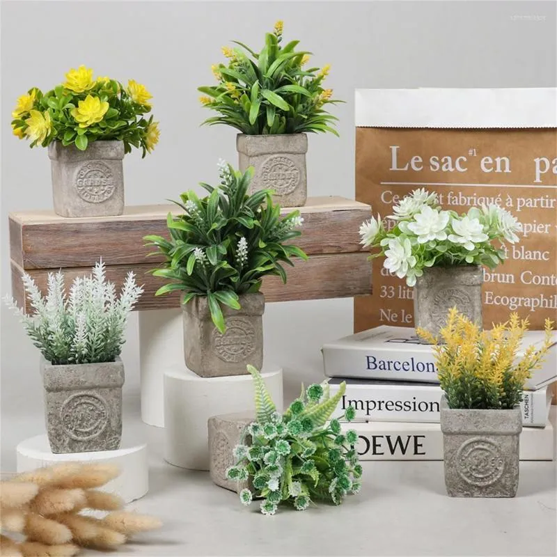 Decorative Flowers Artificial Flower Bonsai Simulation Plant With Pot Plastic Wedding Arrangement Potted For Home