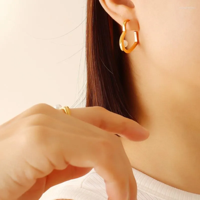 Orecchini a cerchio MANI E PIEDI 18k color oro acciaio inossidabile imitazione perla orecchino a forma di cuore C cerchi per le donne gioielli di lusso INS