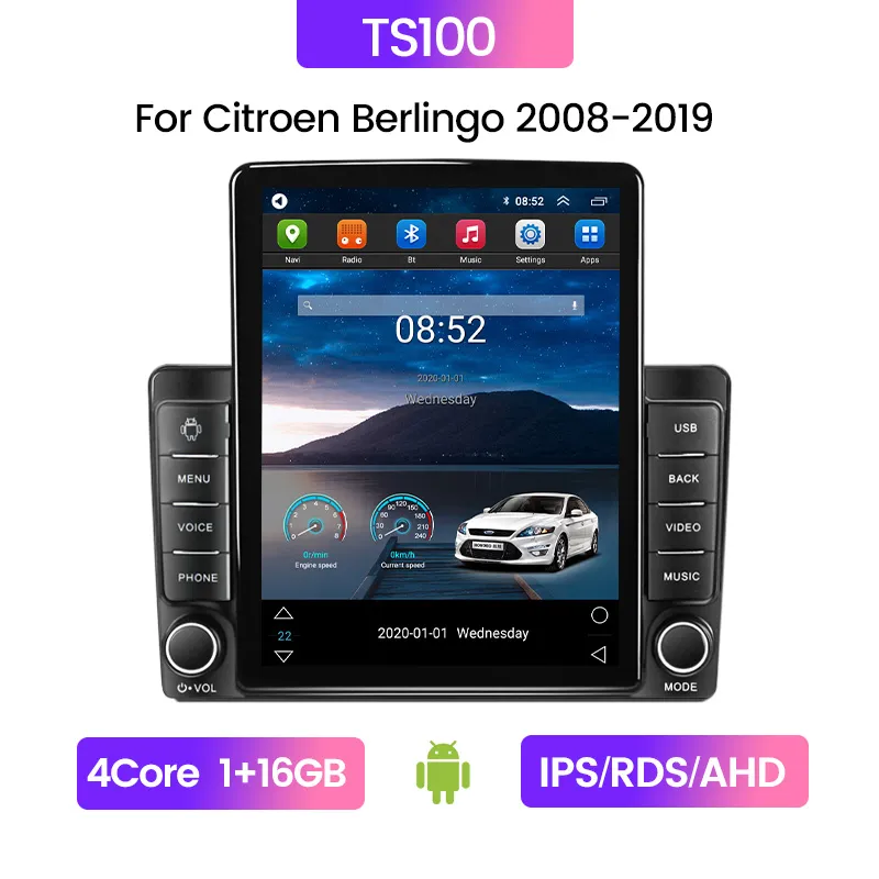  Android 12 Estéreo de coche de 9 pulgadas con pantalla táctil  de radio para coche Citroen Berlingo 2008 ~ 2019 Coche Multimedia  Navegación Soporte Carplay/Android Auto Mirror-Link DSP USB FM Control