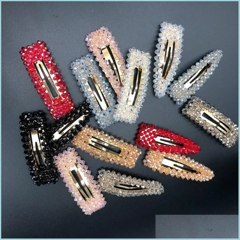 Hair Clips Barrettes Women Rhinestone Hair Clips Fl Crystal Hairclip Metal Ponytail Holder Hairpins Bb Hairgrip Girls Head Accesso Dhmrj