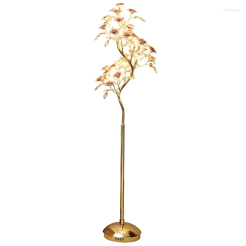 Floor Lamps Nordic Luxury Metal Crystal For Living Room Bedroom Study Stand Light LED Fixture Modern Lustre Home Decor