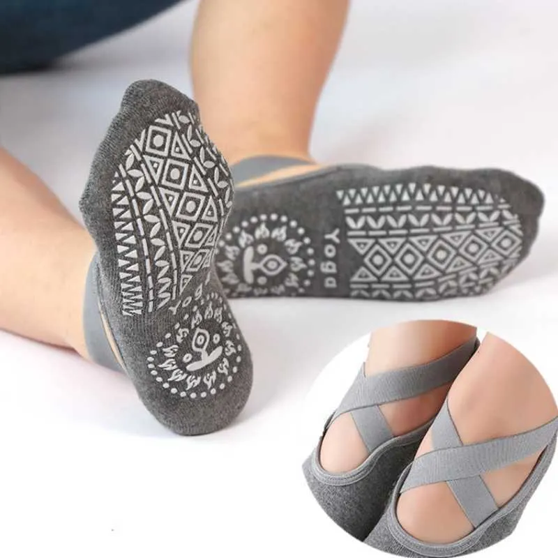 Sports Socks Women's Bandage Yoga Anti Slip Quick Dry Dping Pilates Ball Dance Cotton Sock Barre Barot Workout Slipper L221026