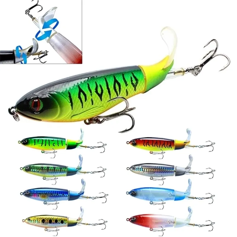 Appâts leurres 3/4/6 pièces Whopper Popper 13g/16g/35g leurre de pêche en eau supérieure appât artificiel dur Plopper doux 360 ° rotation queue attirail 221026