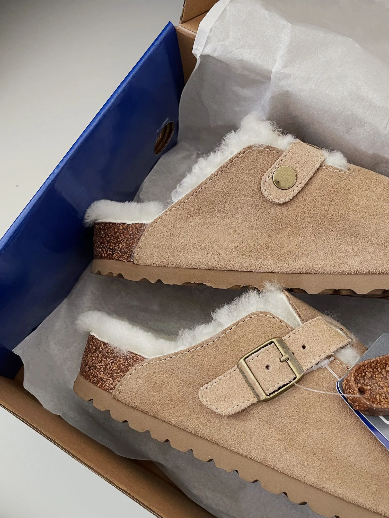 Slippers 2022 BOSTON Winter Fur clog Slipper fur leather Mule Clogs Slippers Long Plush furry birks shearling Warm Indoor Soft Cork Buckle Slides