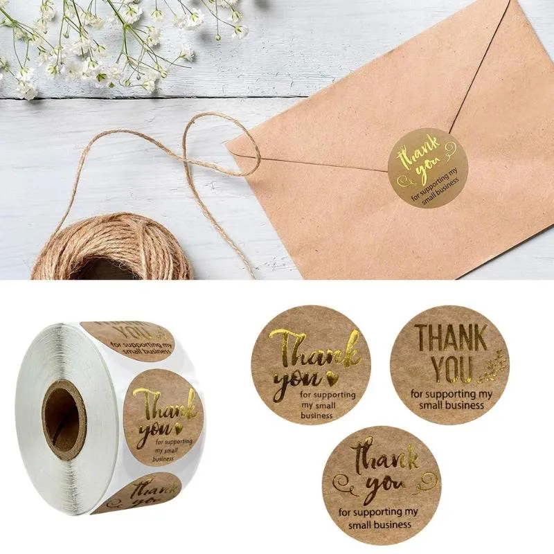 Gift Wrap 500pcs Natural Kraft Handmade With Thank You Stickers Floral For Wedding/Party/Jewellry Box Decoration