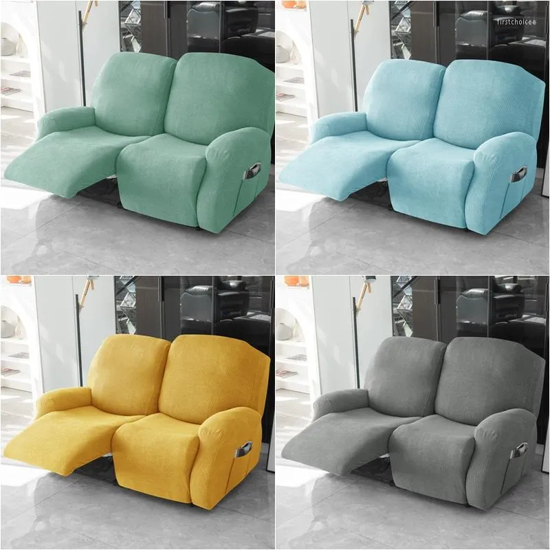 Fundas para sillas de 1 y 2 plazas, funda de sofá reclinable, funda de forro polar elástica para tumbona, Protector de muebles para sillón con bolsillo lateral