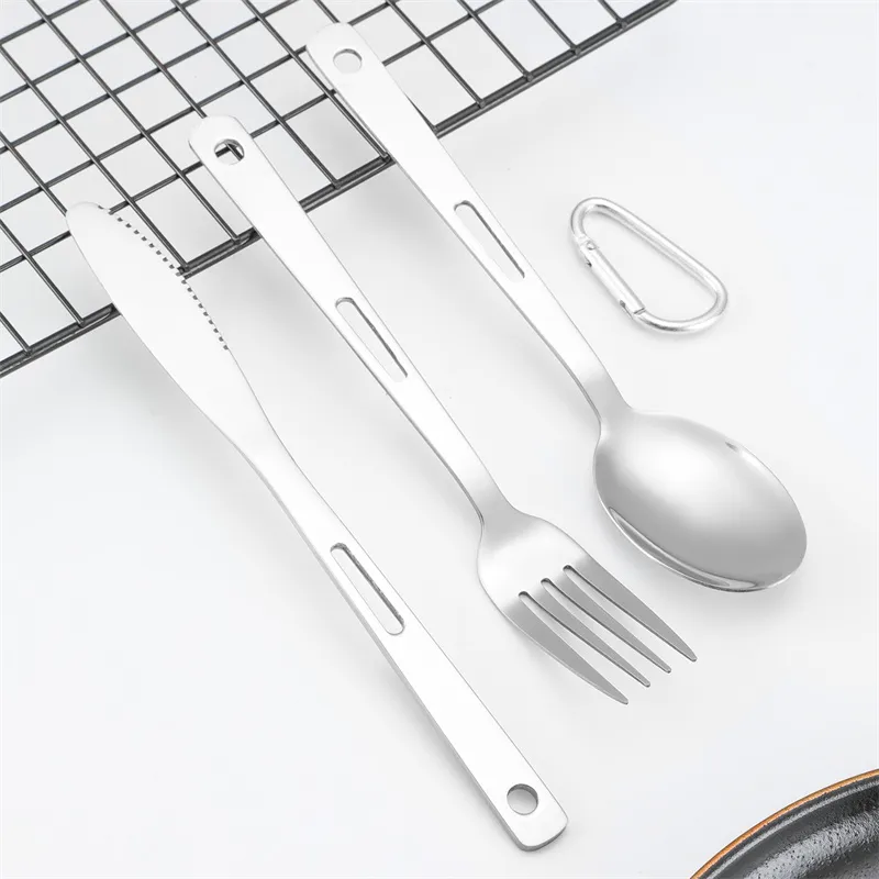 Set Posate Da Campeggio 2 In 1 In Acciaio Inox – Forchetta E Cucchiaio Portatili, 2 Pezzi, Per Escursioni E Avventure Outdoor