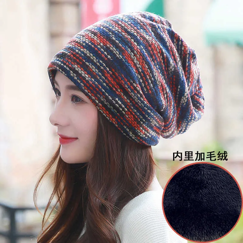 Beanie/Skull Caps Sticked Hat Winter Hats For Women Men Skallies Beanies Mask Striped Beanie Gorros Bonnet Warm Baggy Soft Thick Hat Caps T221020