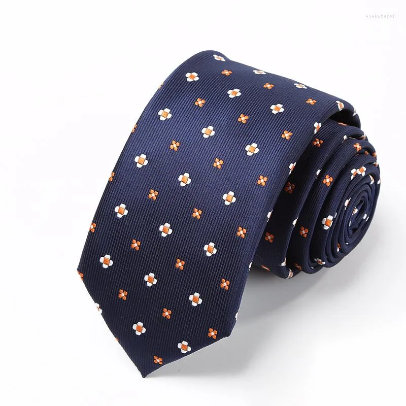 Papillon Autunno Moda Jacquard Abito da uomo 6CM Slim Blu navy con motivo floreale Stampa Cravatte da lavoro Confezione regalo Gravata