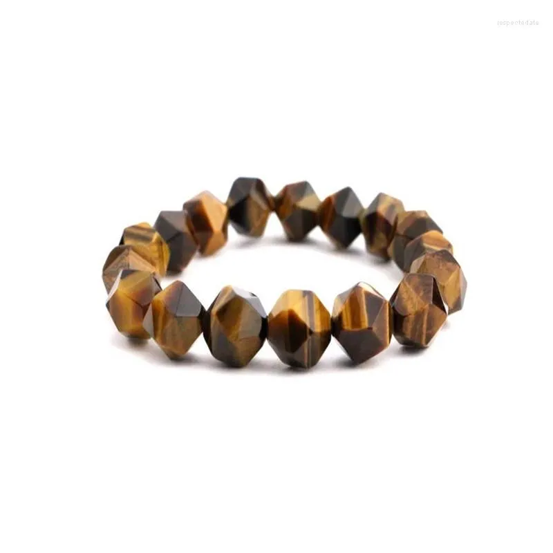 Bracelets de charme Oeil de Tigre Extensible pour Hommes Bracelet Coupe Étoile Pierre de Guérison Mala Bijoux Spirituels Cadeau pour Hommes