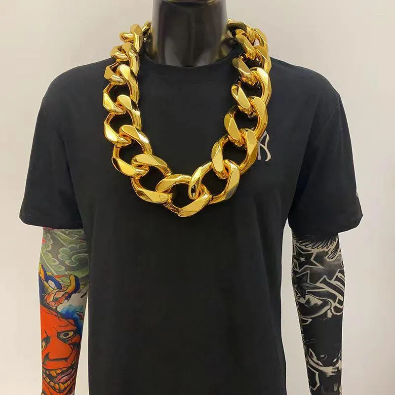 Kedjor Hip Hop Acrylic tjockt guldhalsband Mäns 18K -kedja Fashion Halloween All Carnival Jewelry Accessories Plastic Large Li