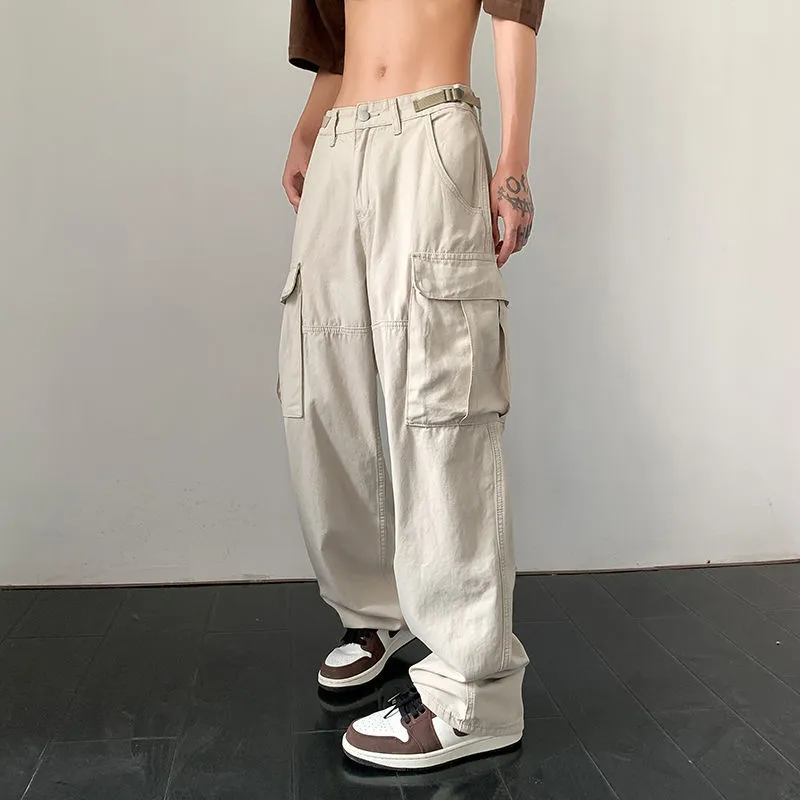 GODLIKEU Lässige Baggy-Jogginghose mit weitem Bein, lockere Streetwear-Cargohose, Herren-Hippie-Jogginghose, Y2k-Kleidung