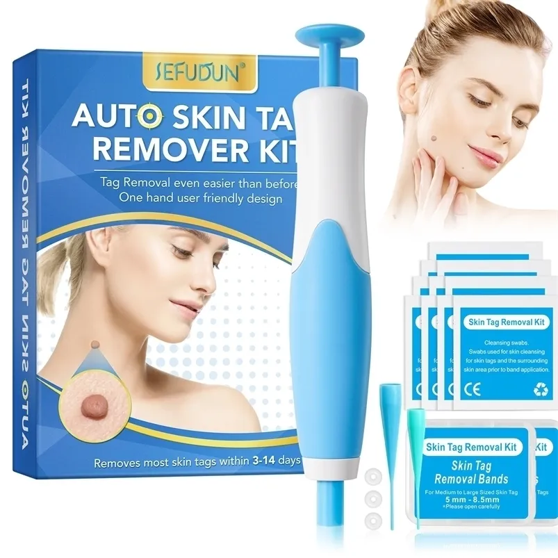 Ansiktsvårdsanordningar 2 IN 1 Auto Skin Tag Remover Kit Micro Removal Device Vuxen mullvad Fläck Vårtvård Pen Set 221025