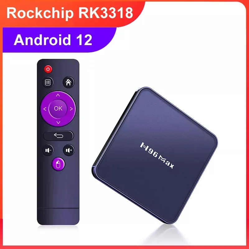V12 Smart TV Box Android 12.0 H96 Max RK3318 Установить верхнюю коробку Dual WiFi H96MAX Support 4K Google Play