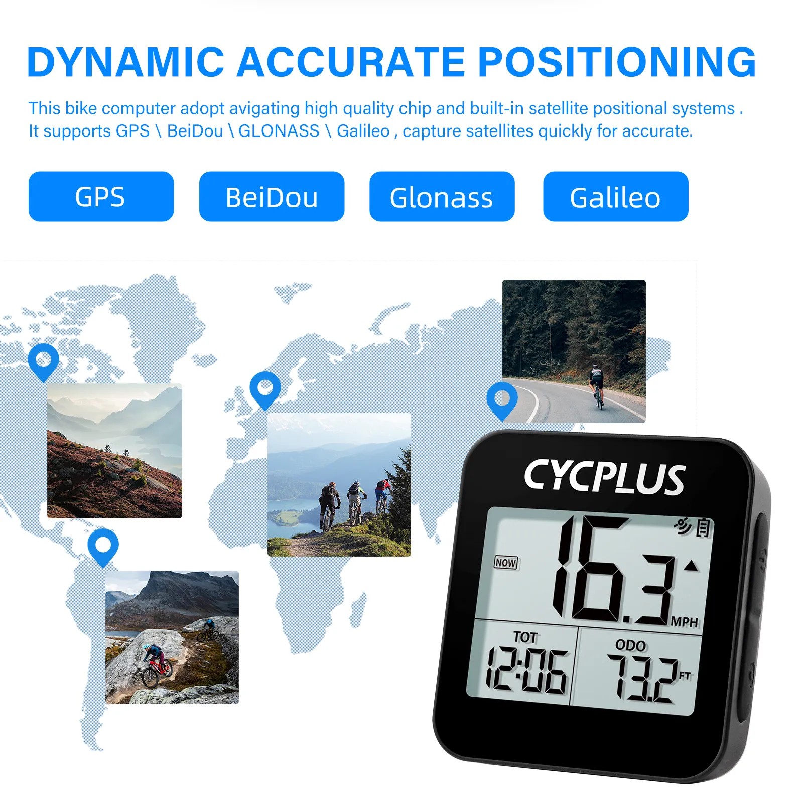 Cykeldatorer CYCPLUS G1 GPS Cykel Computer Waterproof Speedometer Trådlös kilometercykling Cykeltillbehör med Mount Holder2152