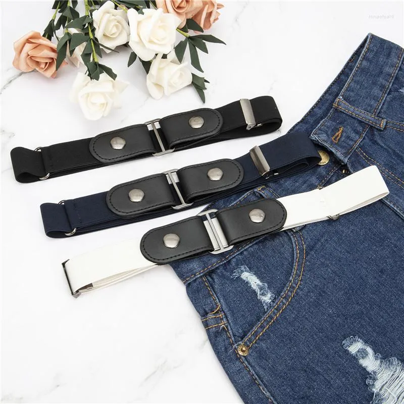 Belts Women Ladies Casual Leisure No Hole Leather Female Belt Metal Buckle Black Strap For