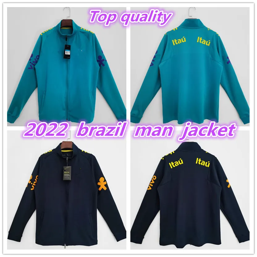 2022 2023 Vêtements de football Brésil Veste de survêtement Longue fermeture éclair Brasil Camiseta de futbol RICHARLISON G.JESUS COUTINHO Pull à capuche en polaire