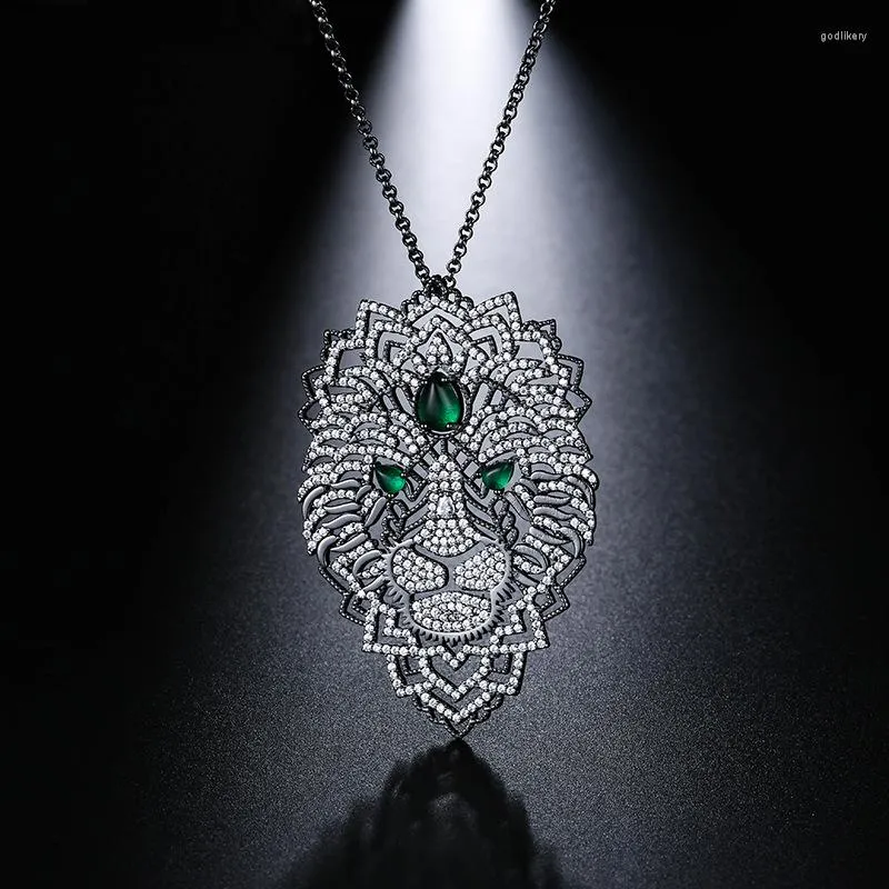 Pendant Necklaces UMGODLY Arrival Luxury Cubic Zirconia Black Dark Gray Leaves Color Lion Women Fashion Jewelry