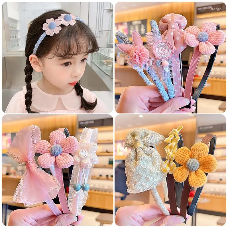 Hair Accessories 2/3 Pcs/Set Children Cute Cartoon Flower Bow Hairbands Headwears Baby Girls Lovely Hoop Headbands Kids