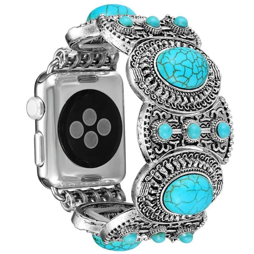 Beryl Bracelets de montre pour Apple Watch Ultra 49 mm 8 7 6 SE 5 4 3 2 1 Bracelet de bijoux tendance Turquoise Bracelet extensible pour iWatch 41 mm 45 mm 42 mm 38 mm 44 mm 40 mm