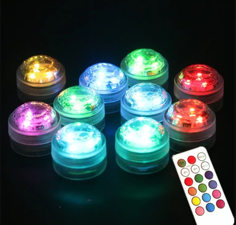 Battery Powered RGB Submersible LED Light IP68 Waterproof Underwater Light Night Lamp for Fish Tank Pond Wedding Party