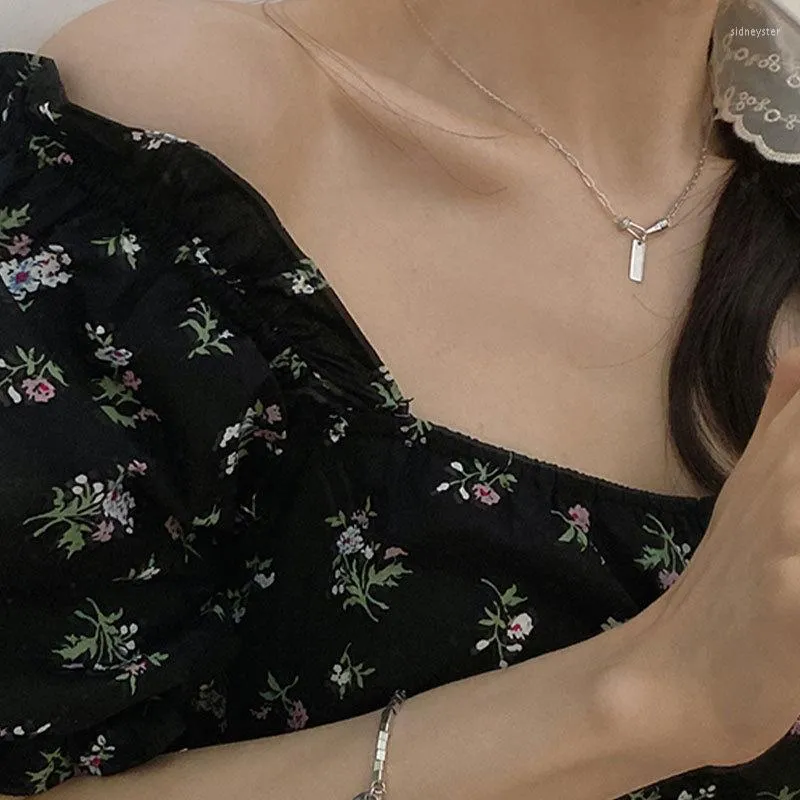 Catene ventfille 925 collana a sospensione quadrata in argento sterling per donne alla moda personalità della catena clavicola gioiello festa 2022
