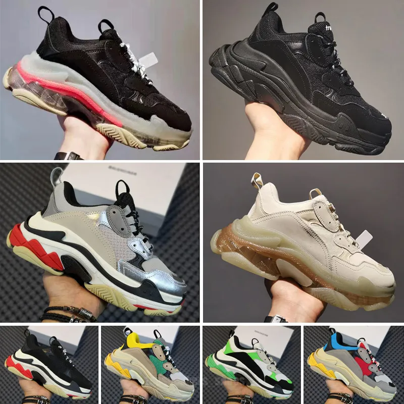 2022 Top Triple-S 17FW Parijs Mannen Vrouwen Casual Schoenen Lichtblauw Pastels Zwart Grijs Wit Roze Oranje Veelkleurige Luxe Heren Vader Designer Sneakers