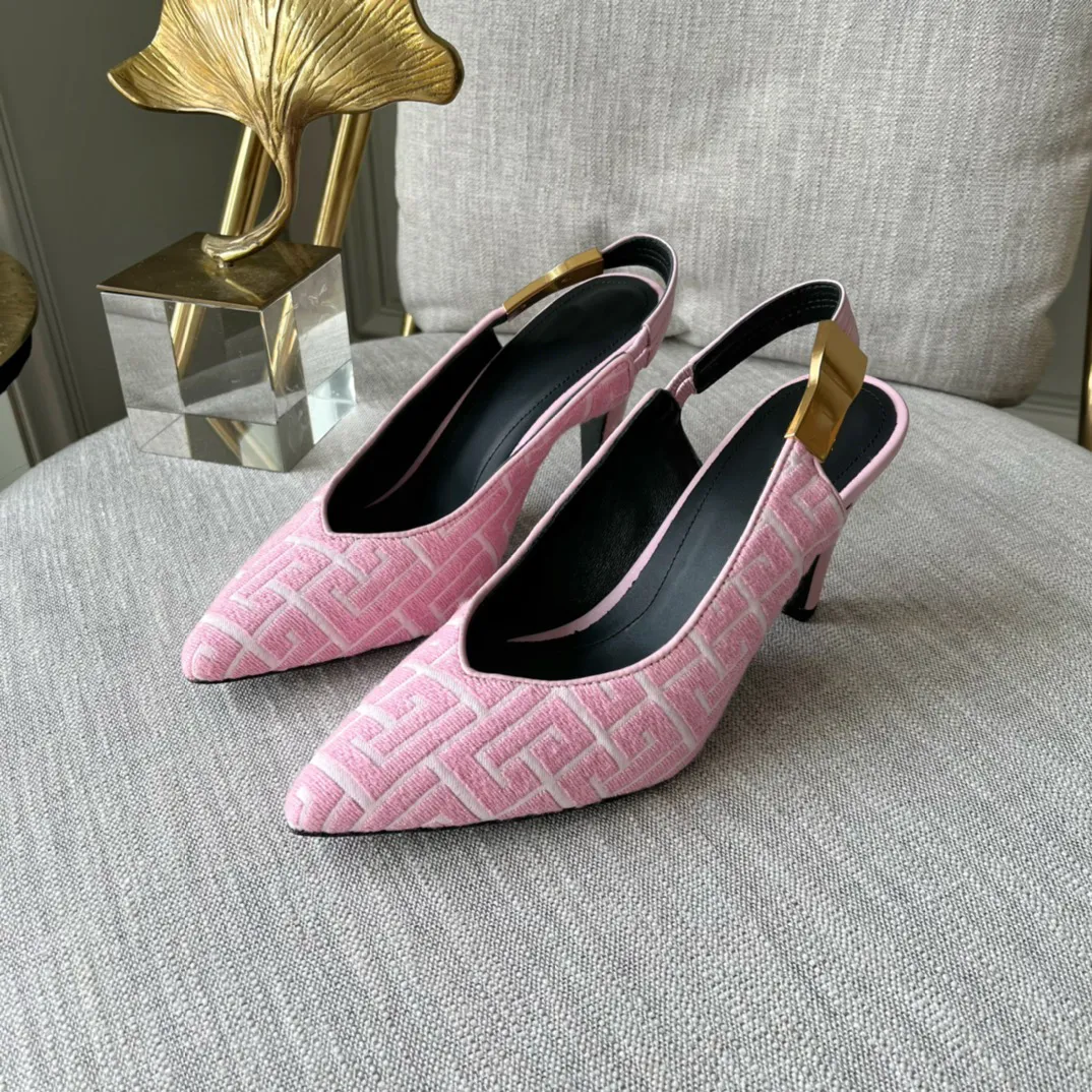 Tara Slingback Sandalet Akşam Ayakkabıları Orijinal Deri 90mm Pompalar Kadın Topuklu Elbise Ayakkabı Moda Saçlı Ayak Parçaları Stiletto Topuklu Lüks Tasarımcılar Fabrika Ayakkabı