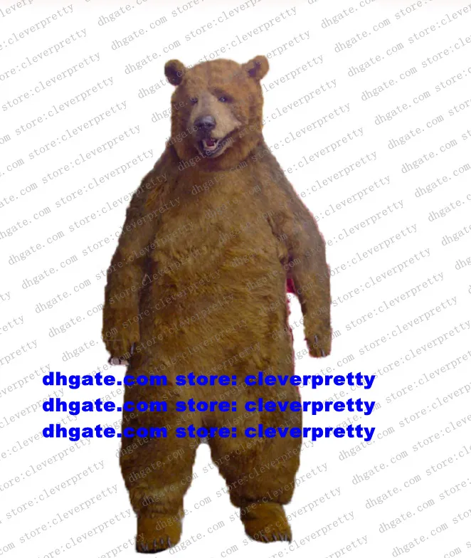 Harige bruine grizzlybeer ijsbeer mascotte kostuum fursuit volwassen stripfiguur outfit pak terugkeer banket openingssessie zz7830