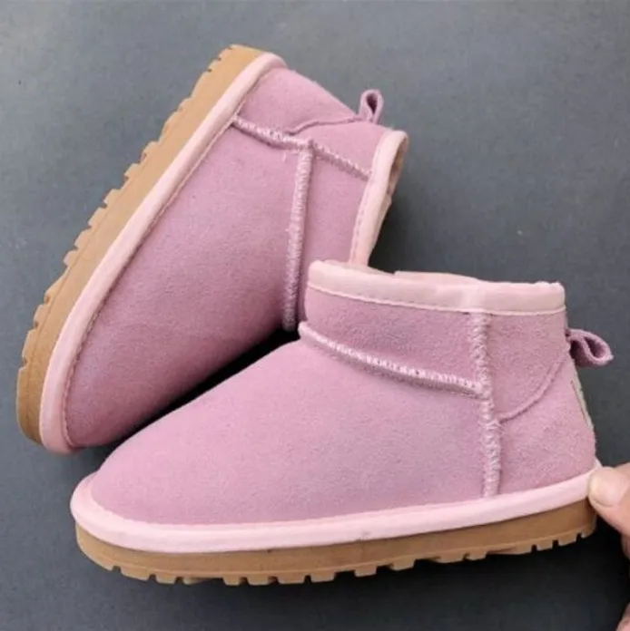 Üst Sıcak Satış Aus Çocuk Ayakkabı Kızlar Kış Sıcak Ayak Bileği Yürümeye Başlayan Erkekler Bot Siyah Pembe Ayakkabı Kids Snow Boot Çocuk Peluş Ultra Mini U