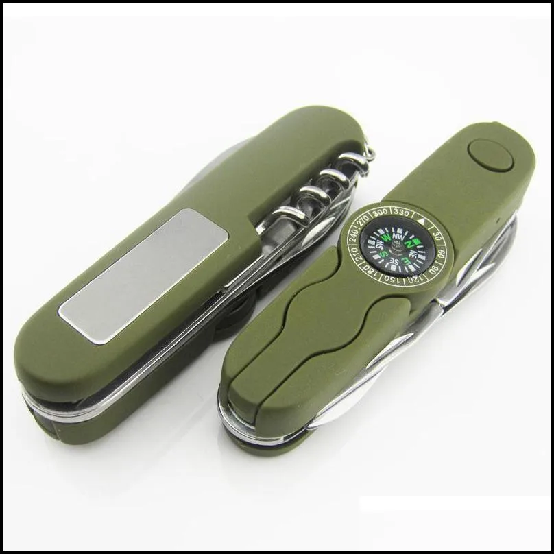 multifunctional folding knife with light party favor portable bottle opener keychain compass scissors outdoor survival tool