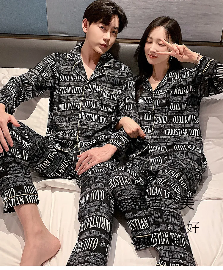 Pyjamas pour femmes,Couple Pyjama ensemble soie Satin Pijamas à manches  longues vêtements de nuit His-and-her maison costume Pyjama Men_h -  Cdiscount Prêt-à-Porter