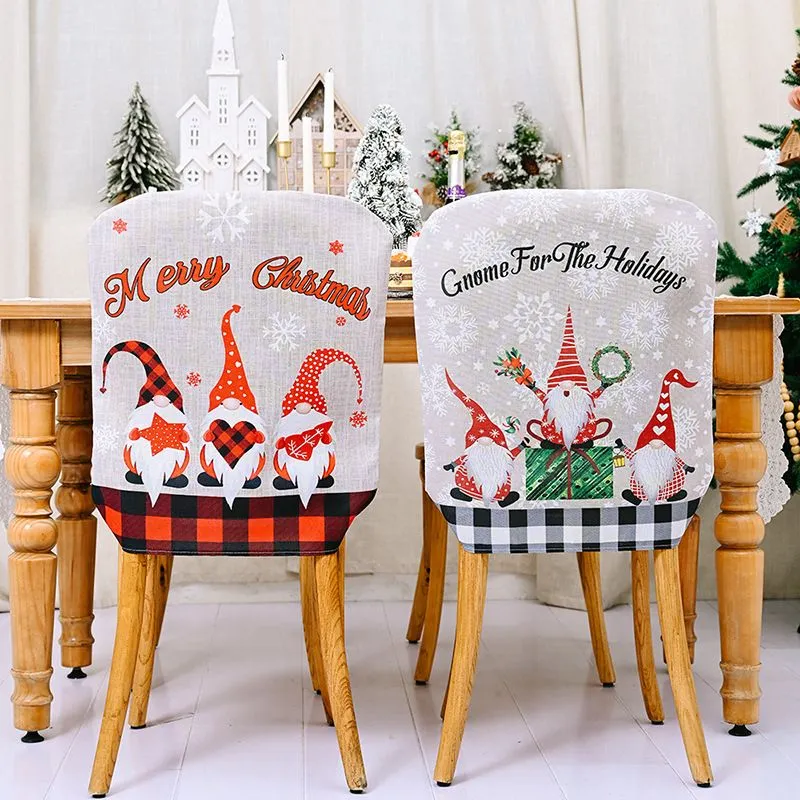 Pokrowiec na krzesło Bożego Narodzenia bez twarzy Święty Mikołaj Gnome Oranments Wesołych Świąt Dekor na Nowy Rok Noel Natal Rra435