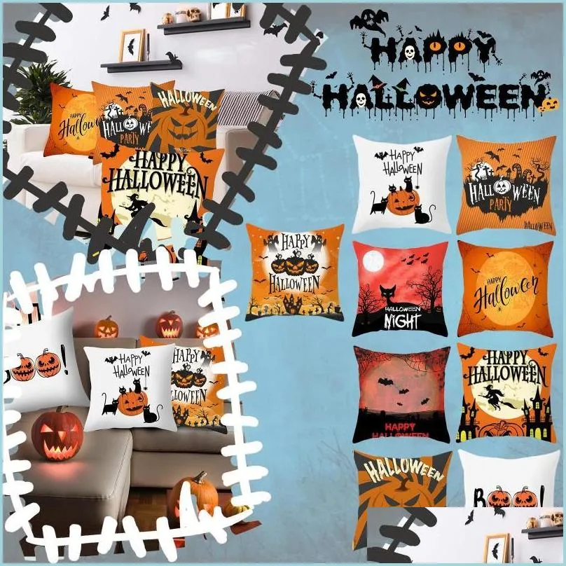 Kuddefodral kudde fall Happy Halloween Pumpkin Peach Skin Kudde Hugen Fall Heminredning lätt din soffa och andra kuddar säng Dr DH5D7