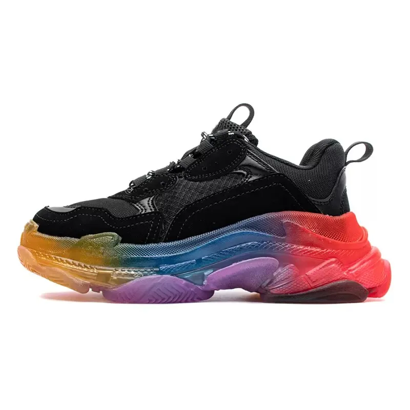 2023 Casual shoes Dad 17FW Triple S Clear Sole Bubble bottom mens Sneakers Black Pink Neon Green Old beige yellow navy Grandpa Men Women chaussures  shoe