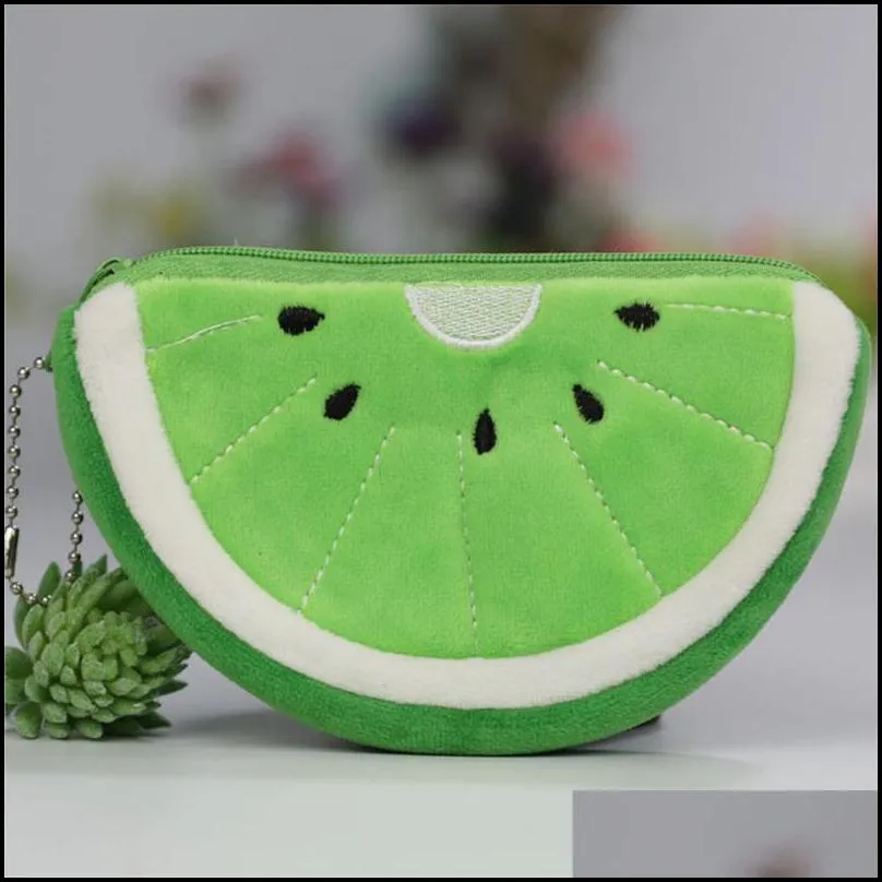 Pencil Cases Fruits Pencil Cases Plush Coin Purse Children Zip Small Change Purses Wallet Women Pouch Money Bags Drop Delivery 2022 Dhuyv