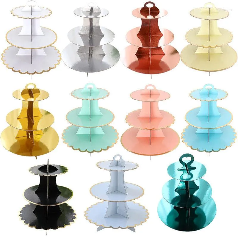 Bakeware Tools Disponible Multi-Layer Paper Cake Rack Birthday Party Decoration Three-Layer Stamping Dessert Table Cupcake Stand