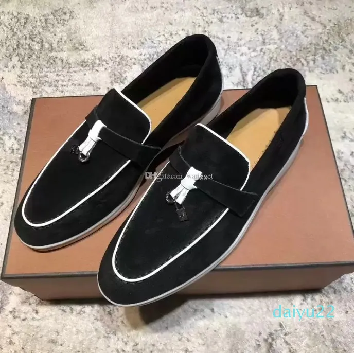 2022 New Fashion Season Season Lecele Leather Mens Walk Those обувь роскошные кроссовки Nubuck Lock Designer Flats Slip-On The Thoe Большой размер 45 46 высшего качества