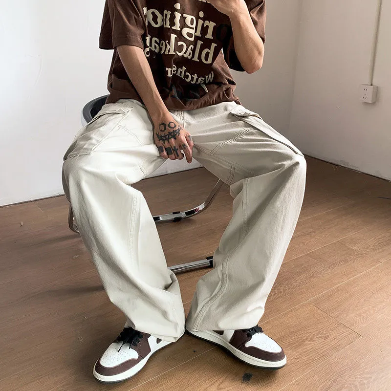 Godlikeu casual baggy wide ben sweatpants lösa streetwear lastbyxor herr hippie joggers byxor y2k kläder 8f2v